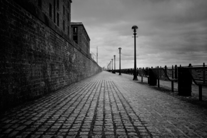 Black and White Image of Liverpool Docks